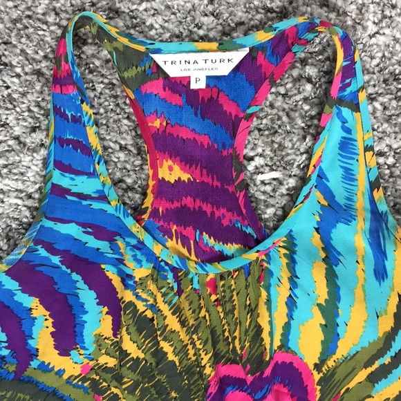 Trina Turk Jewel Toned Silk Georgette Tank XS - Picture 3 of 9